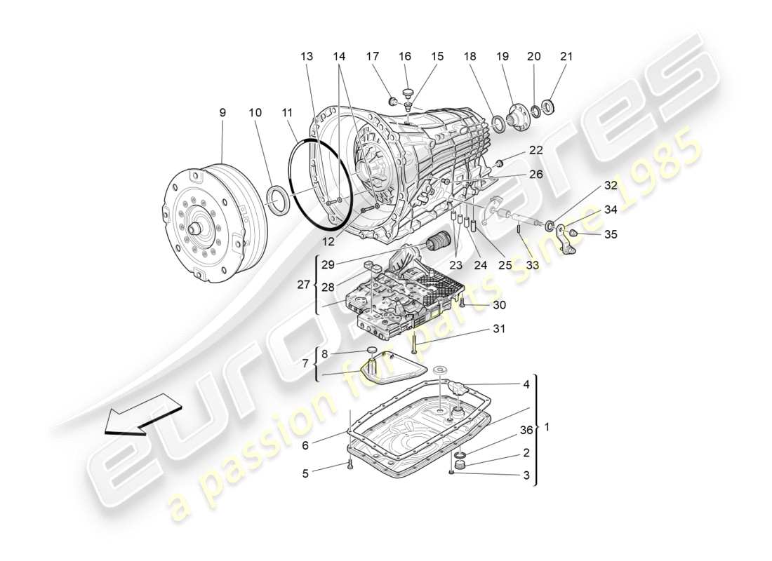 maserati granturismo s (2014) gearbox housings part diagram