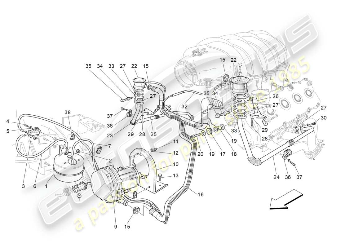 maserati granturismo (2010) additional air system part diagram