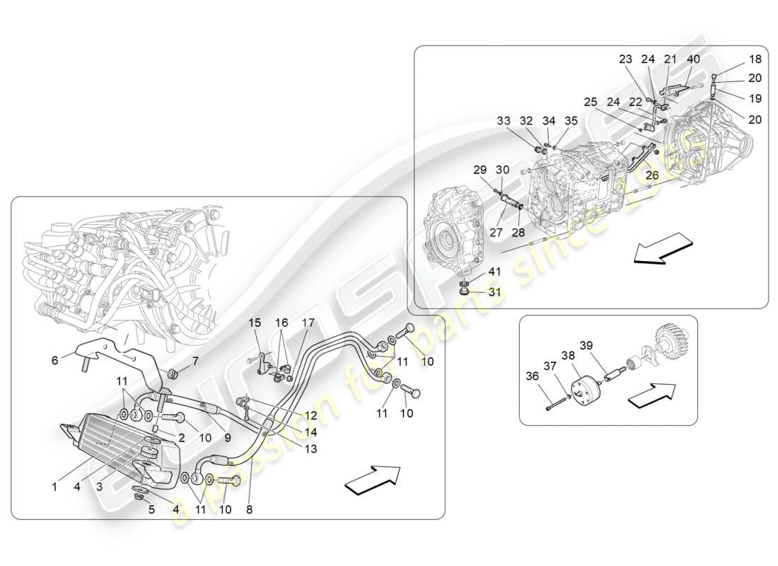 maserati granturismo (2010) lubrication and gearbox oil cooling part diagram