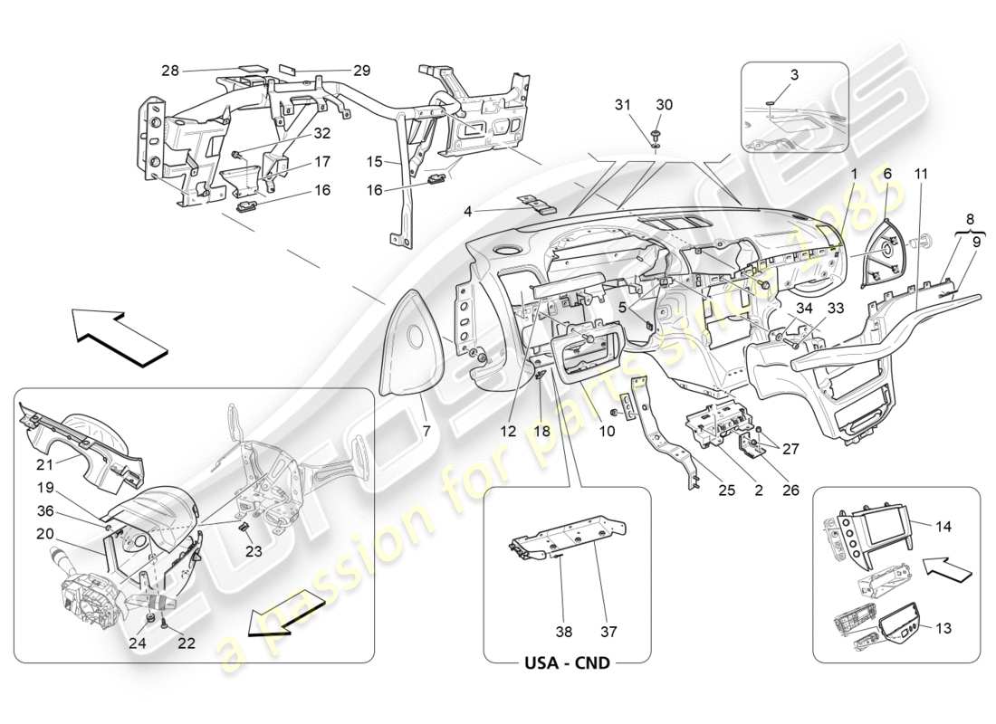 maserati granturismo (2010) dashboard unit part diagram