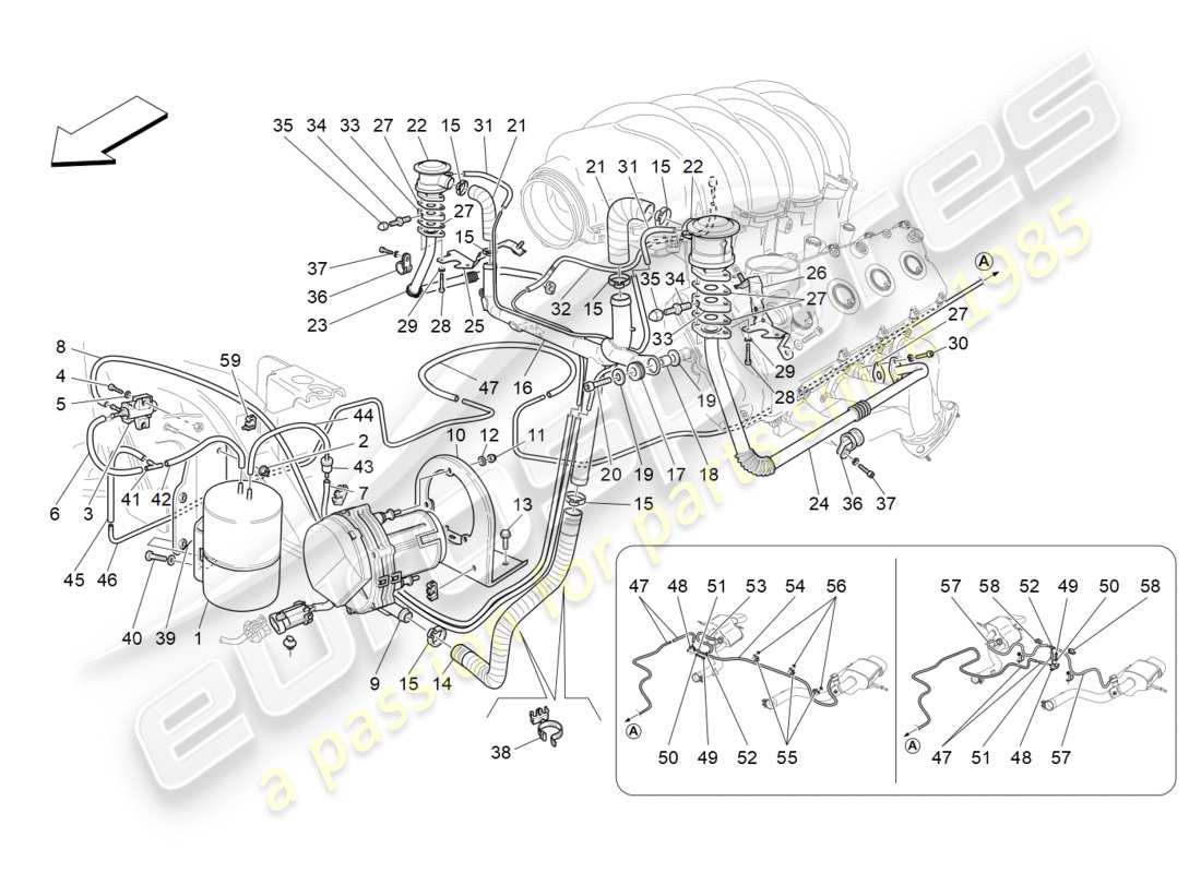 maserati granturismo (2009) additional air system part diagram