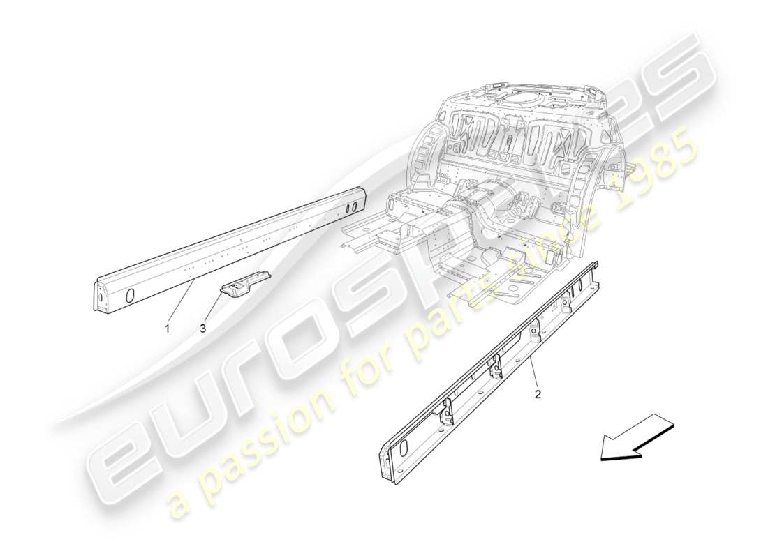 maserati granturismo s (2014) central structural frames and sheet panels part diagram