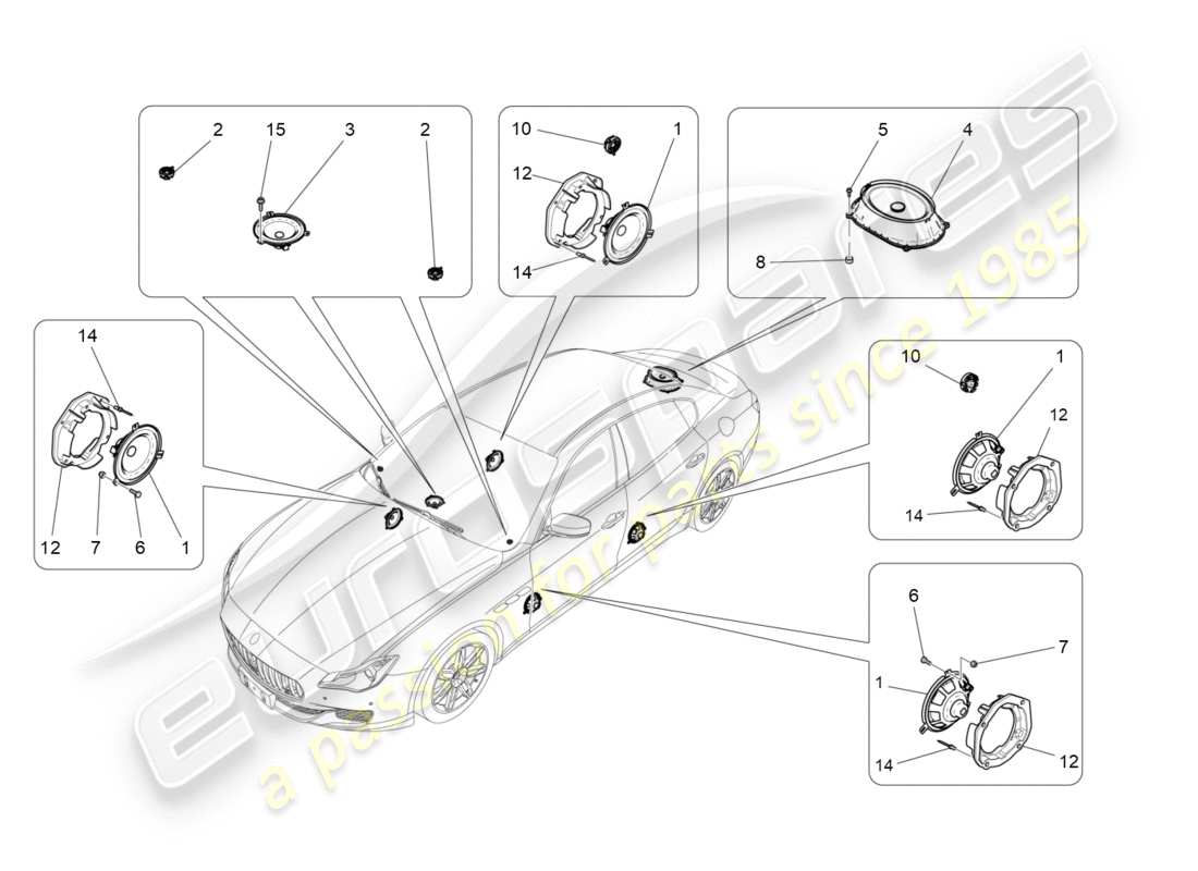 maserati qtp 3.0 bt v6 410hp (2014) sound diffusion system part diagram