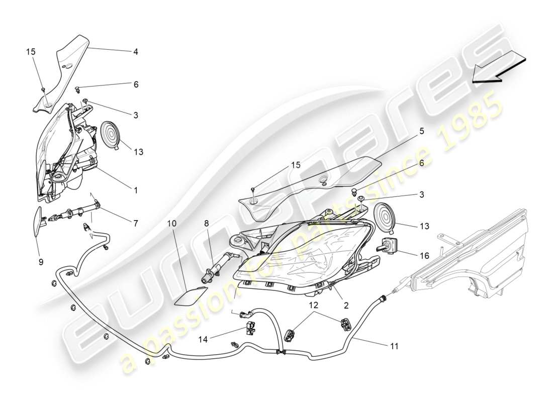 maserati qtp 3.0 bt v6 410hp (2014) headlight clusters part diagram