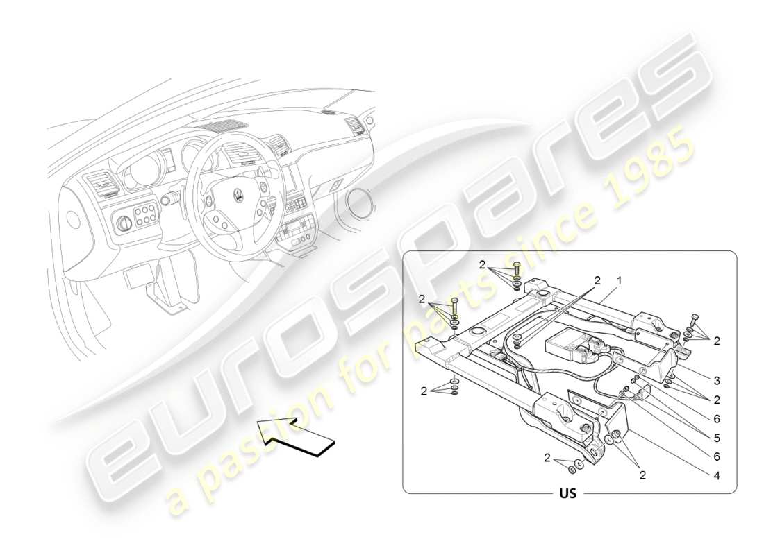 maserati granturismo (2008) passenger's airbag-deactivation part diagram