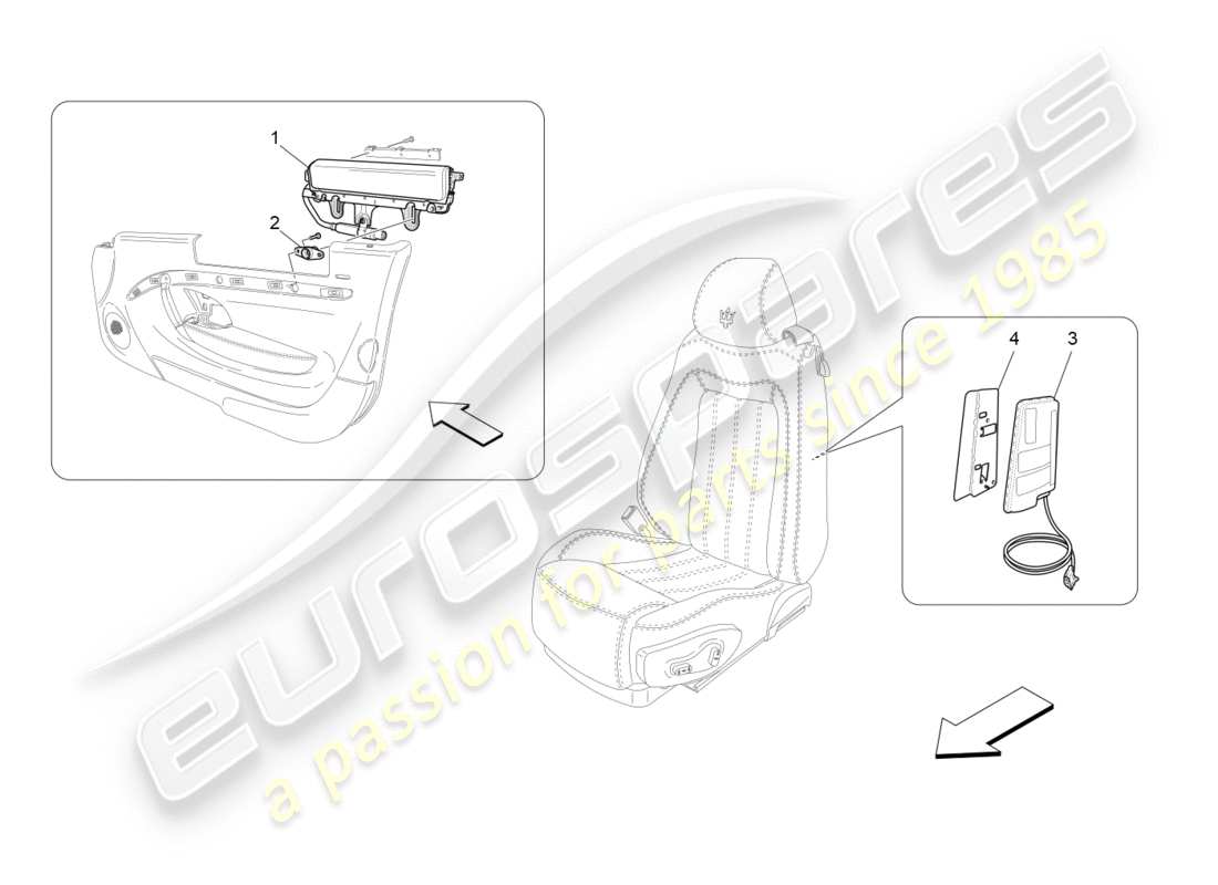 maserati granturismo (2012) front side bag system part diagram