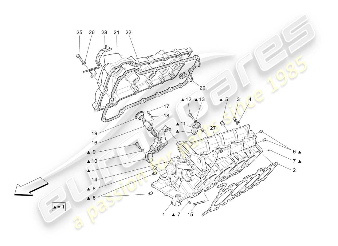 maserati granturismo s (2018) rh cylinder head part diagram