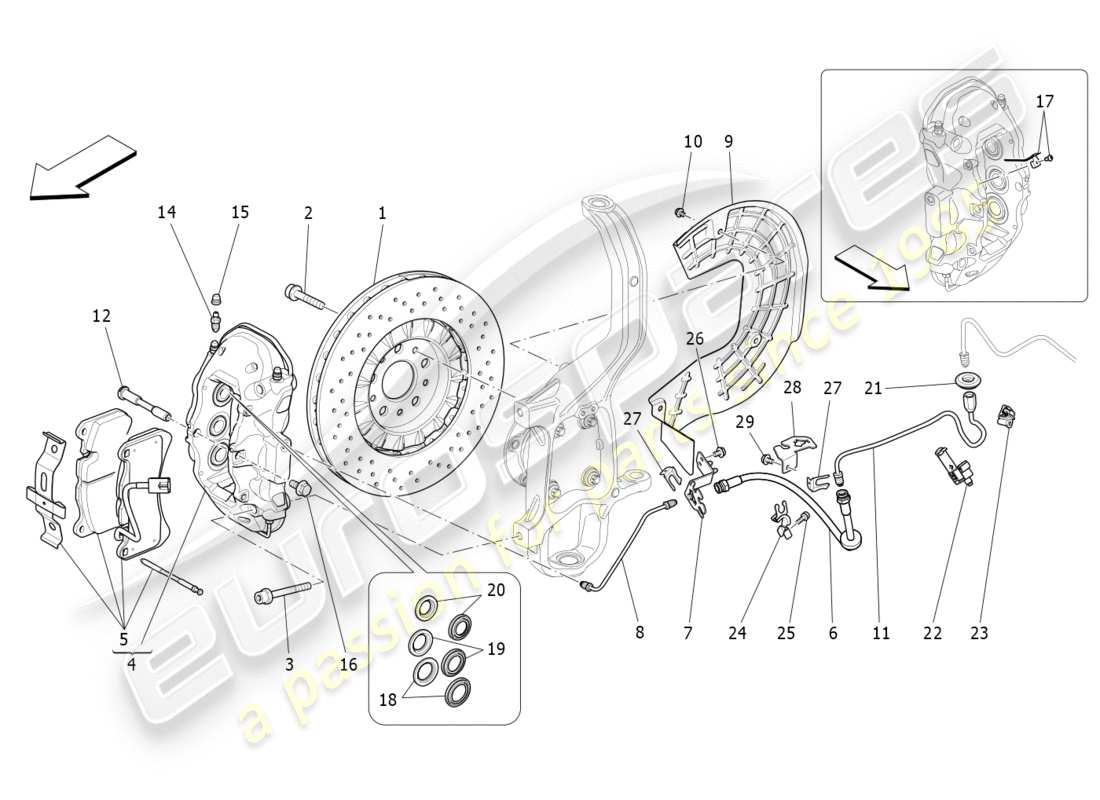 maserati qtp 3.0 bt v6 410hp (2014) braking devices on front wheels part diagram