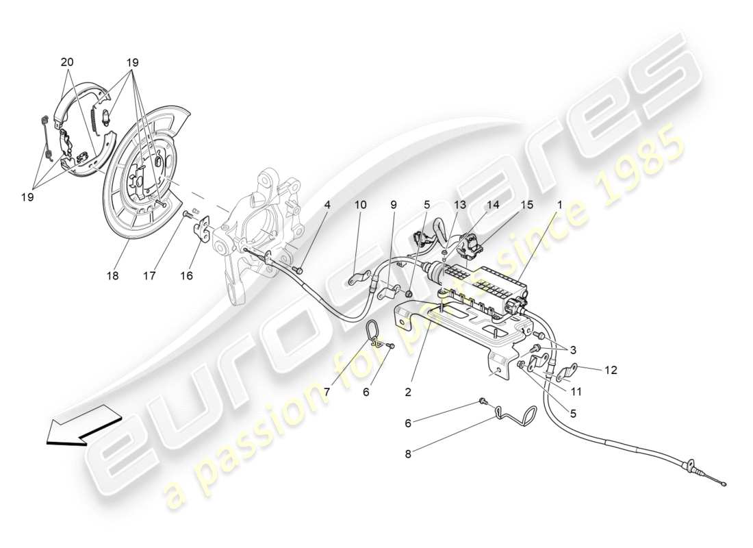 maserati qtp 3.0 bt v6 410hp (2014) parking brake part diagram