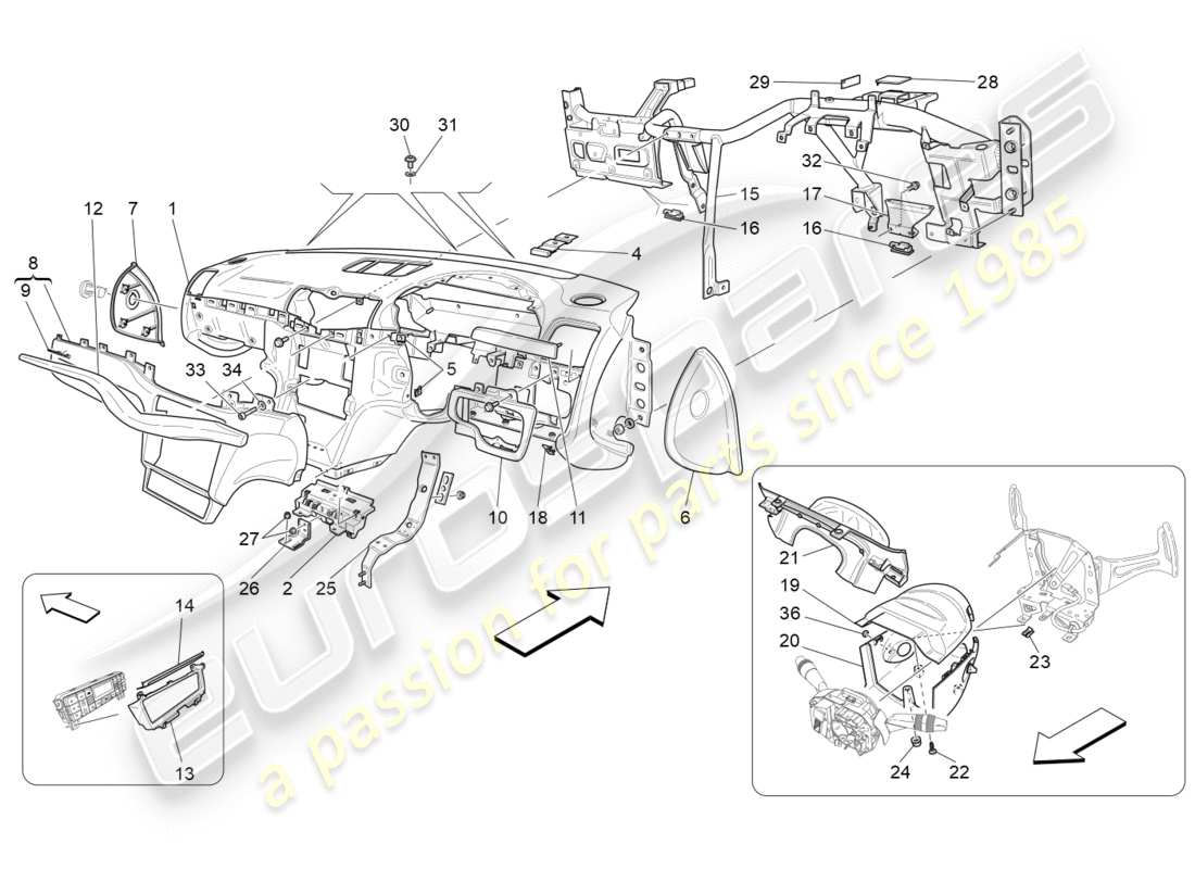 maserati granturismo s (2018) dashboard unit part diagram