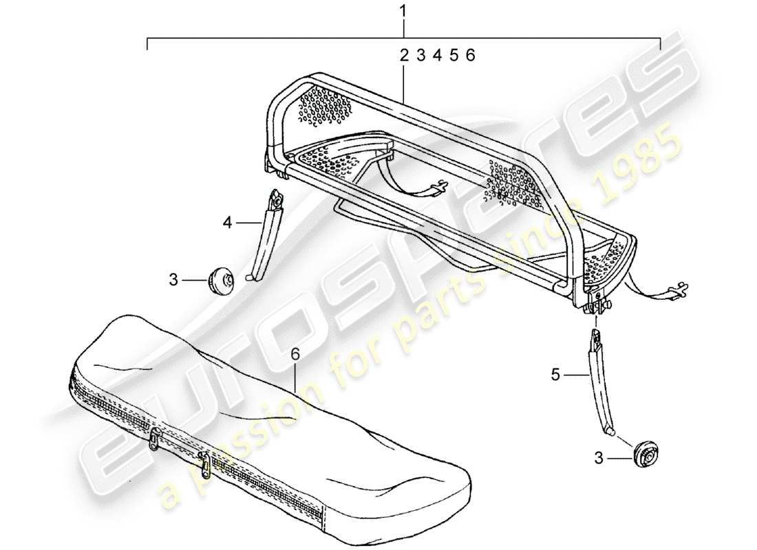 porsche classic accessories (1986) windscreen part diagram