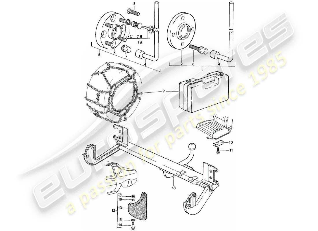 porsche 924 (1980) accessories part diagram