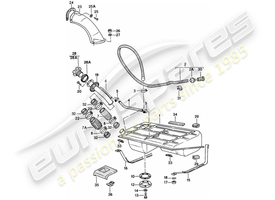 porsche 924 (1979) fuel tank part diagram