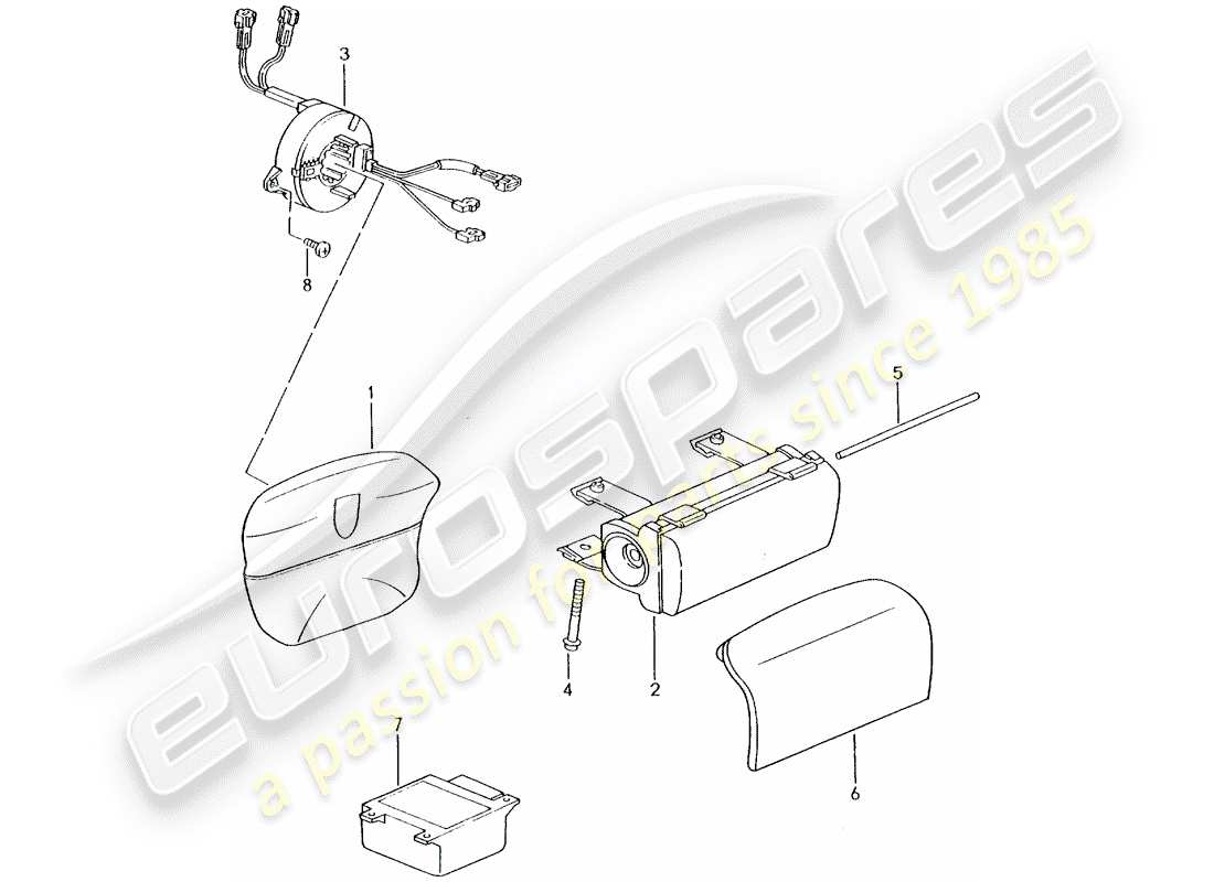 porsche 996 t/gt2 (2001) airbag part diagram