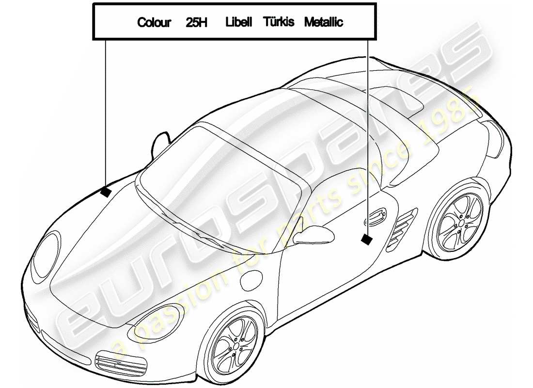 porsche boxster 987 (2007) paint touch-up stick part diagram