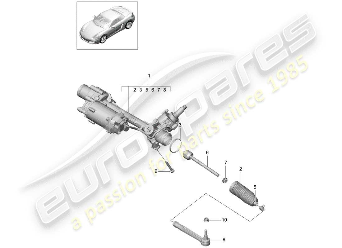 porsche boxster 981 (2016) steering gear part diagram