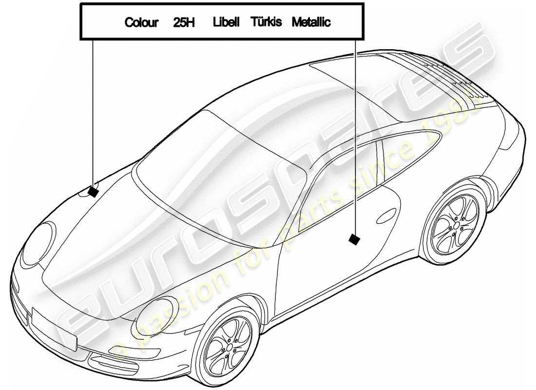 porsche 997 gen. 2 (2010) paint touch-up stick part diagram