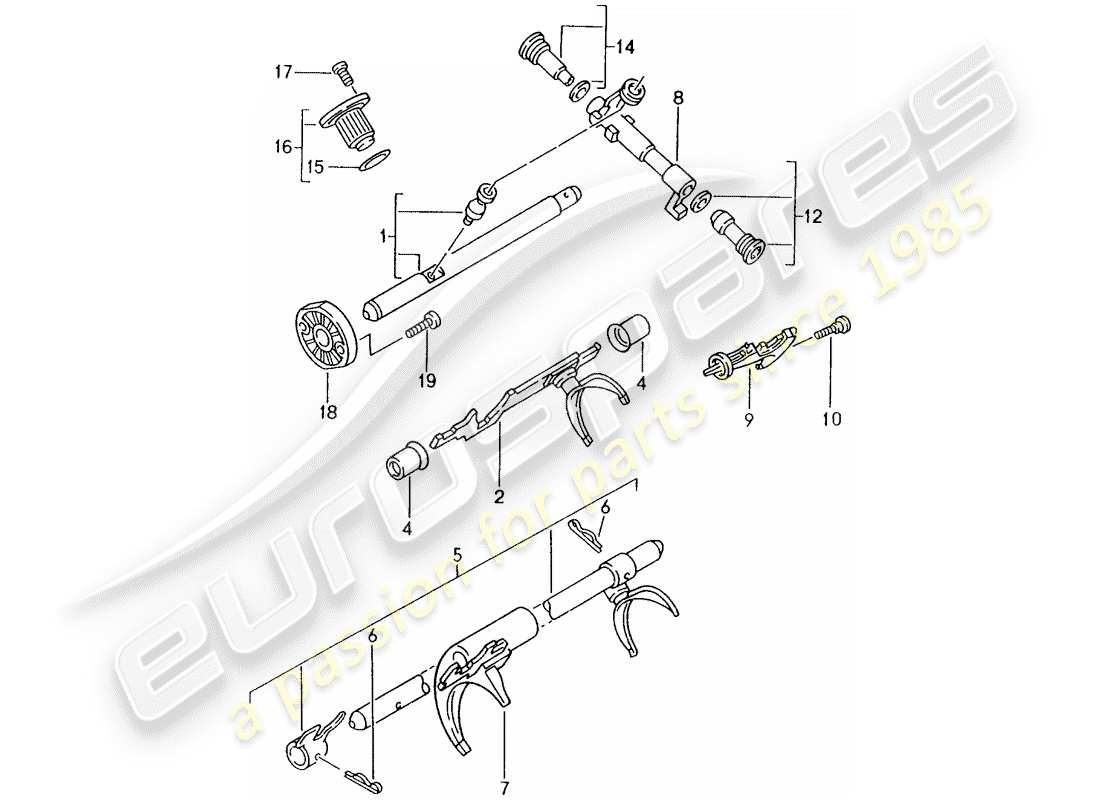 porsche boxster 986 (1998) manual gearbox - single parts part diagram