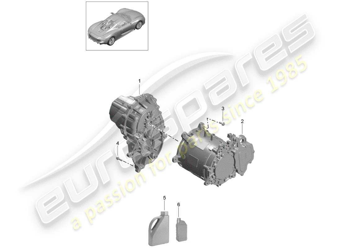 porsche 918 spyder (2015) front axle differential part diagram