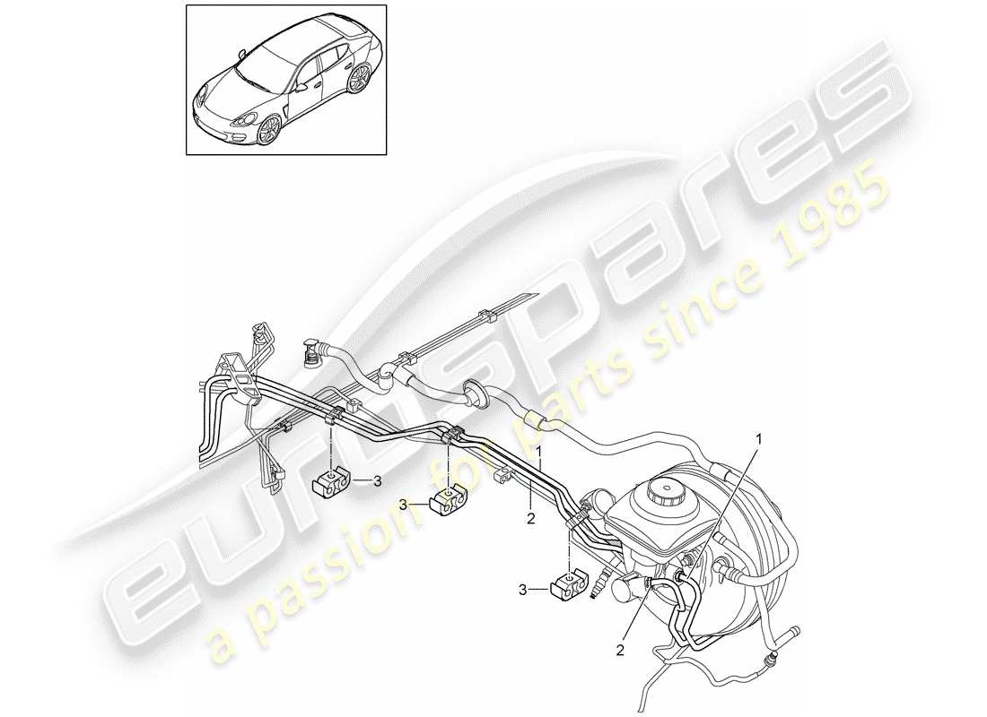 porsche panamera 970 (2011) brake lines part diagram