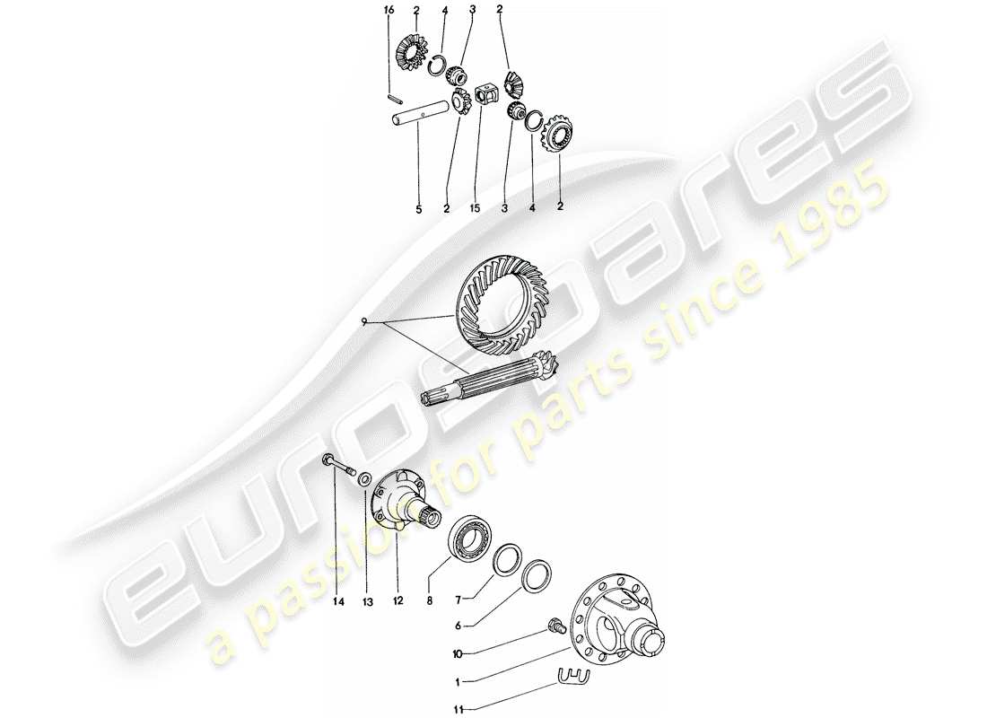 porsche 914 (1970) differential - manual gearbox part diagram