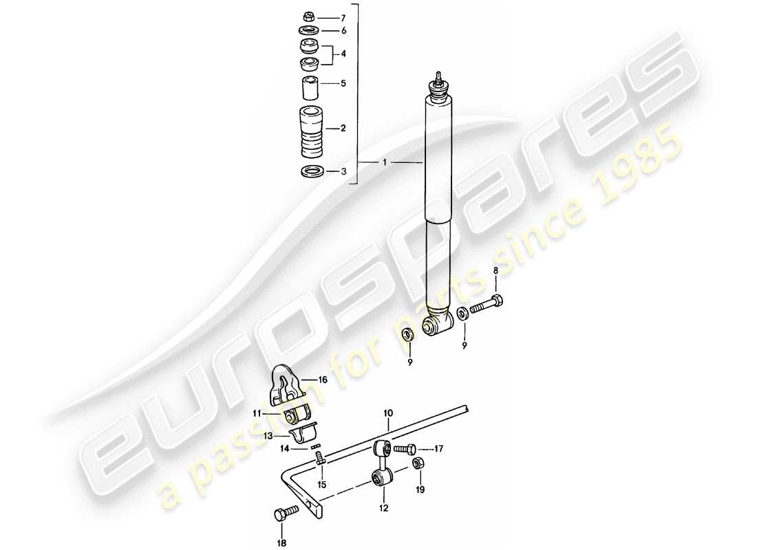 porsche 911 (1981) vibration damper - stabilizer part diagram