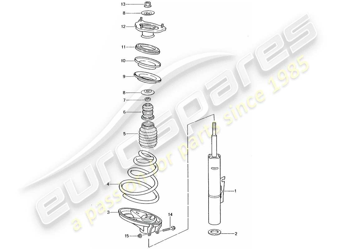 porsche 996 t/gt2 (2004) suspension - shock absorber strut part diagram