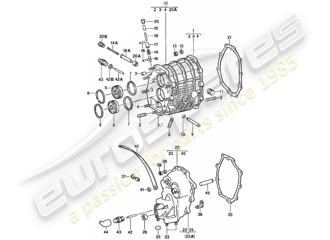 porsche 911 (1978) gear housing - transmission cover part diagram