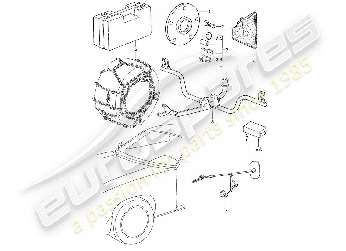 porsche 928 (1991) accessories part diagram