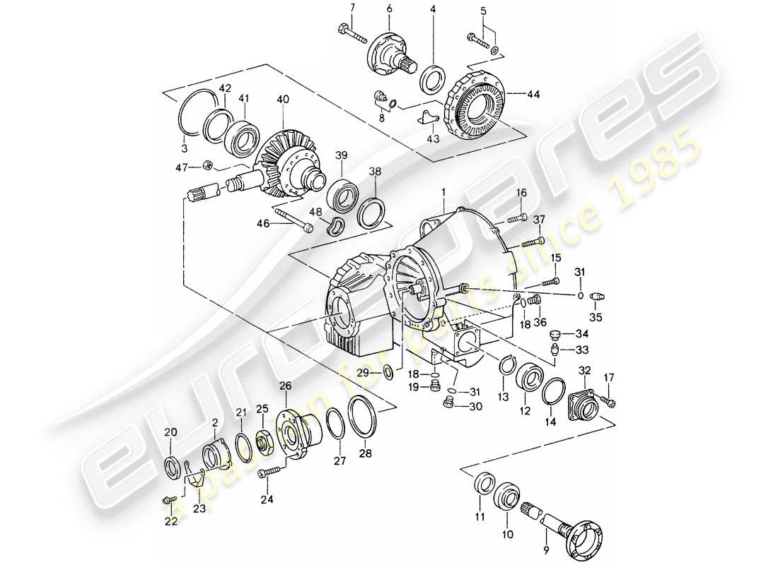 porsche 993 (1998) tiptronic - differential - differential case part diagram