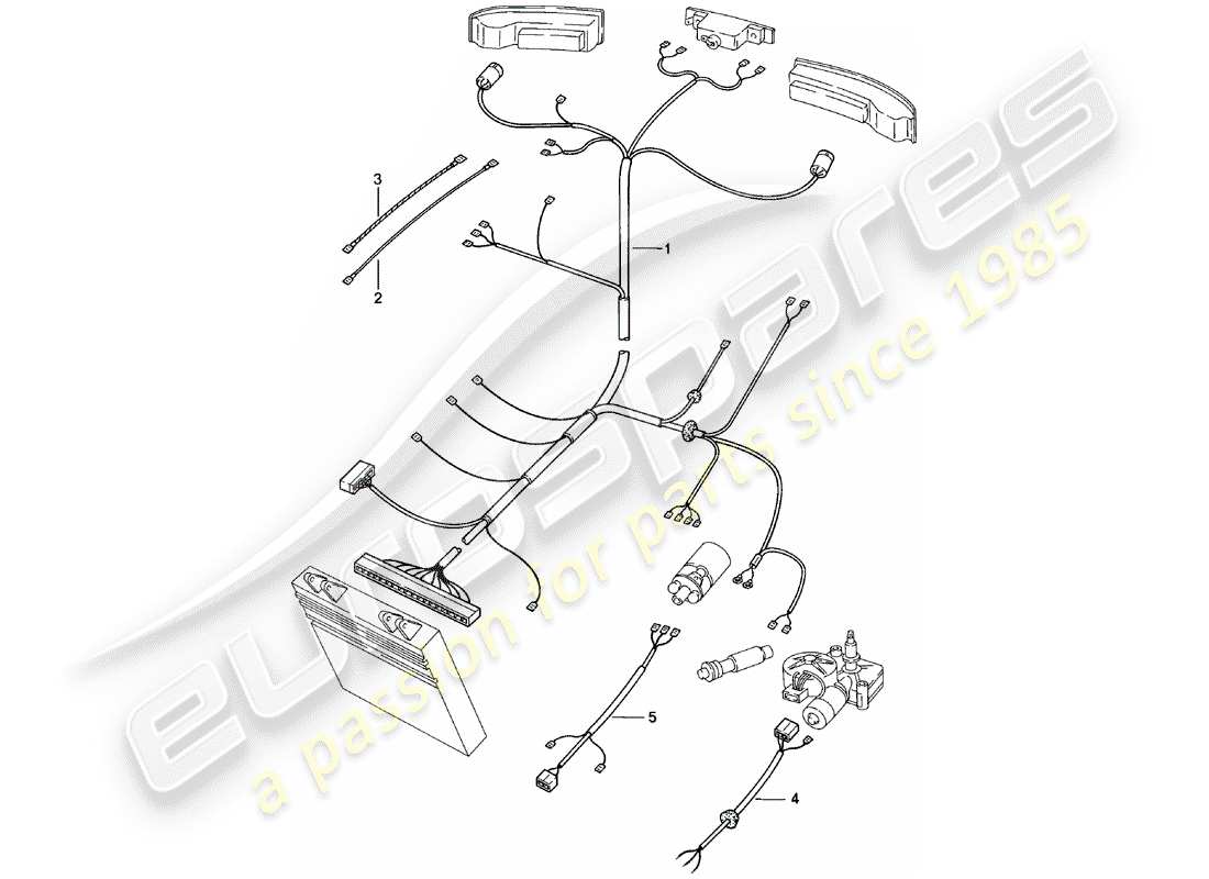 porsche 924 (1983) wiring harnesses - rear end part diagram