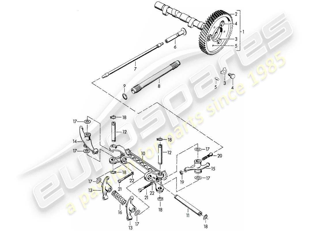 porsche 356/356a (1951) camshaft - m 22 001 >> - m 50 101 >> - m 33 901 >> - m 41 001 >> - m 60 001 >> - m 80 001 >> part diagram