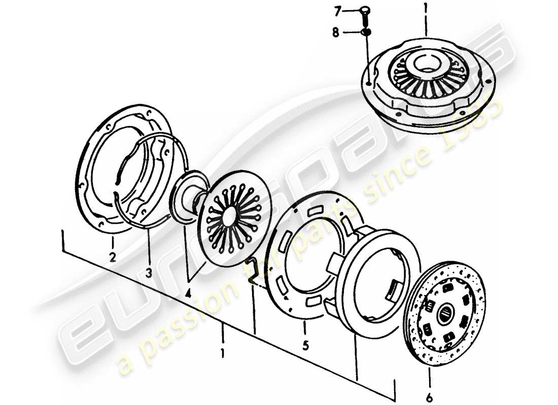 porsche 356/356a (1951) clutch - g 25 001 >> part diagram