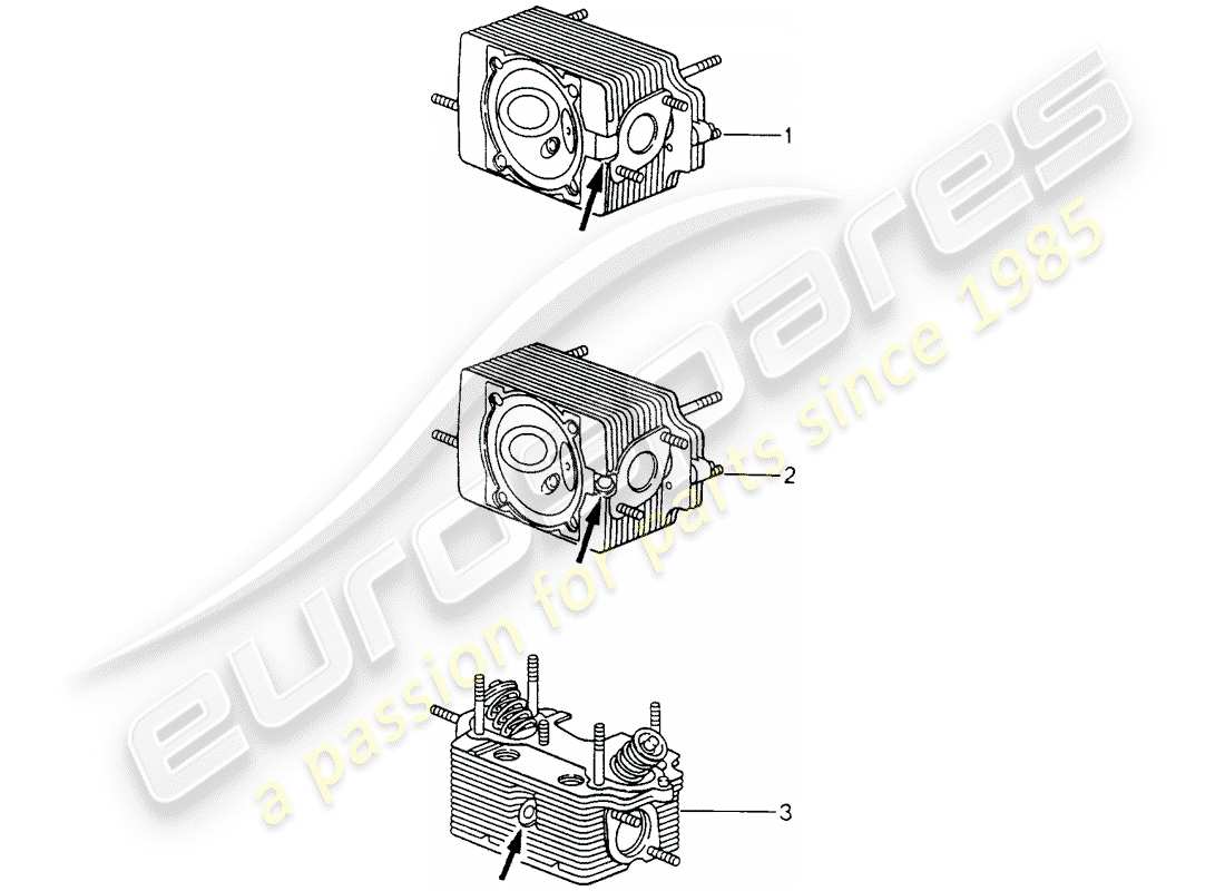 porsche replacement catalogue (1990) cylinder head part diagram