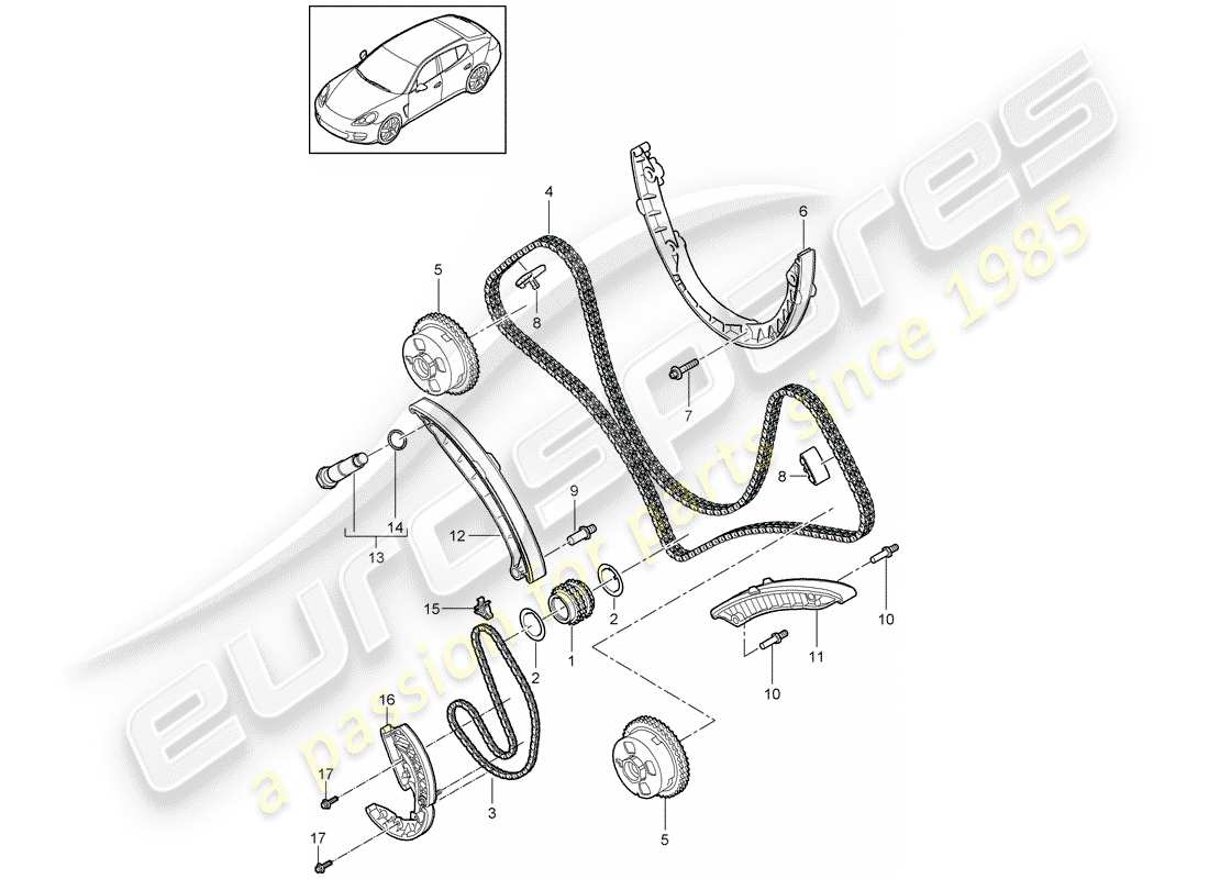 porsche panamera 970 (2012) timing chain part diagram