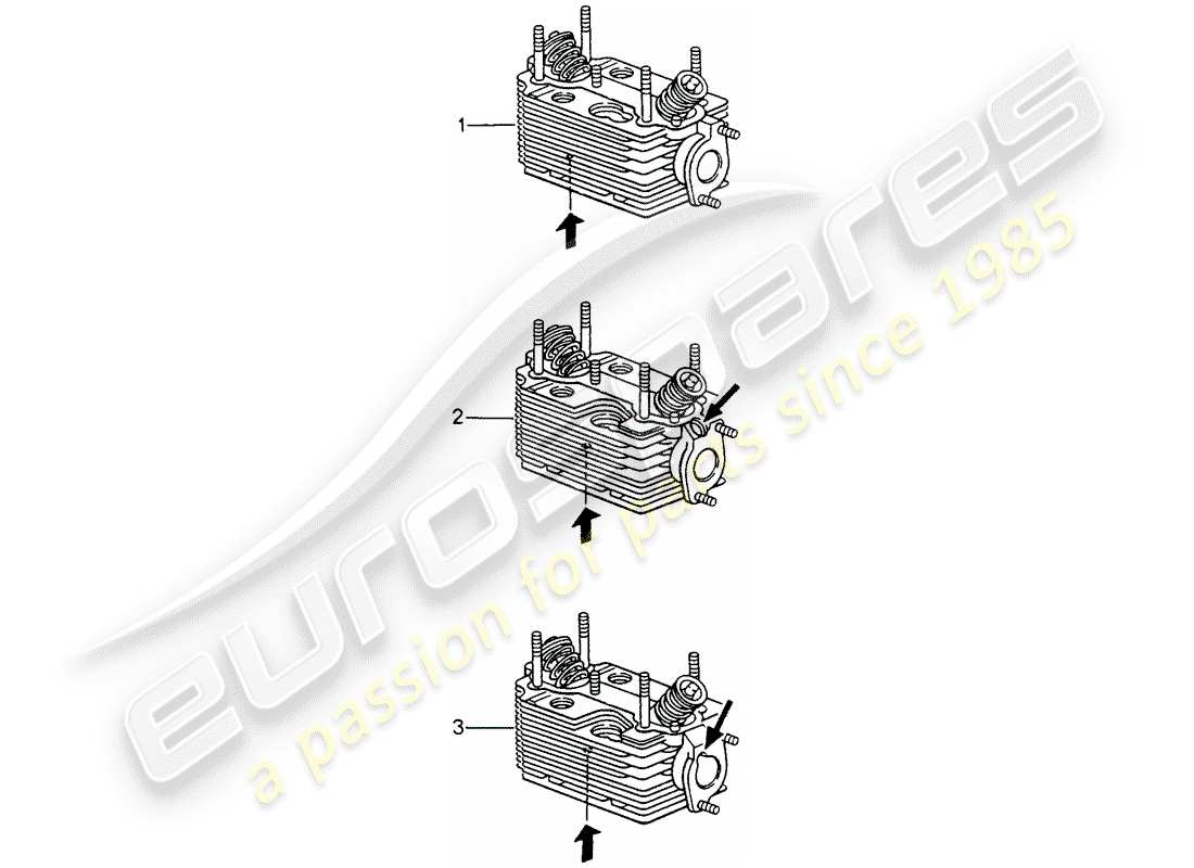 porsche replacement catalogue (1980) cylinder head part diagram