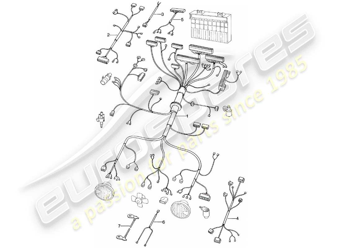 porsche 924 (1983) wiring harnesses - engine bay part diagram