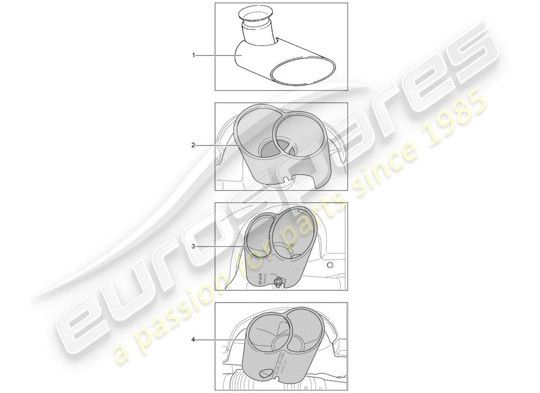 porsche tequipment catalogue (1999) tailpipe part diagram