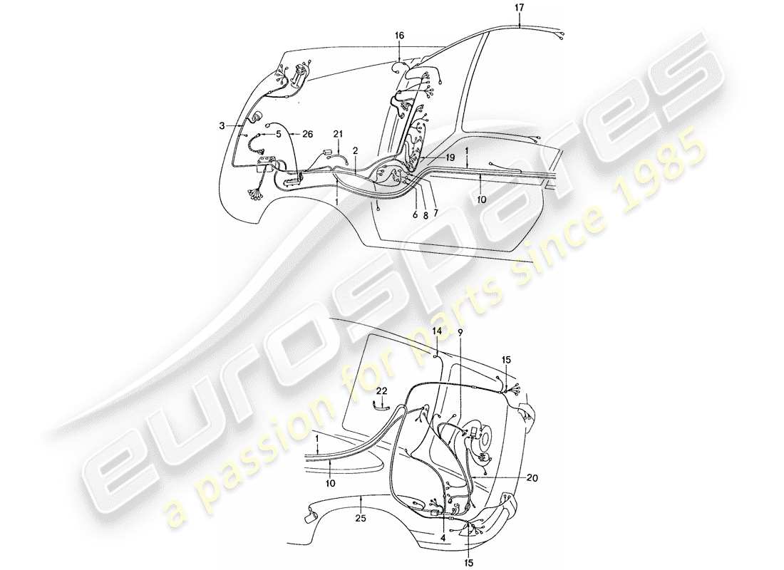 porsche 911 (1976) wiring harnesses part diagram