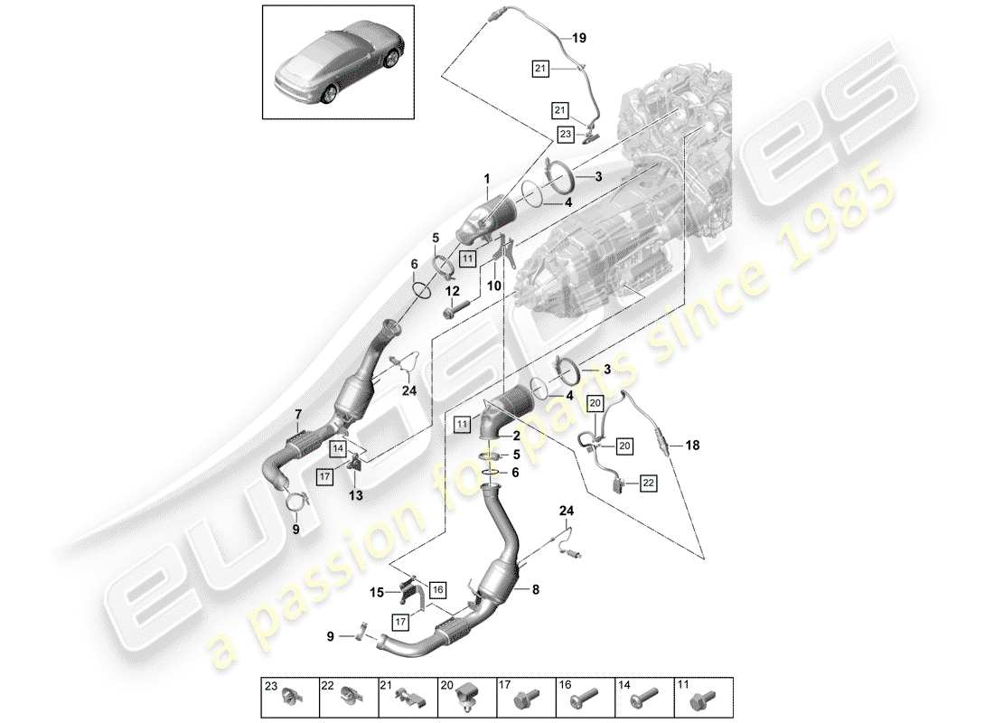 porsche panamera 971 (2018) exhaust system part diagram