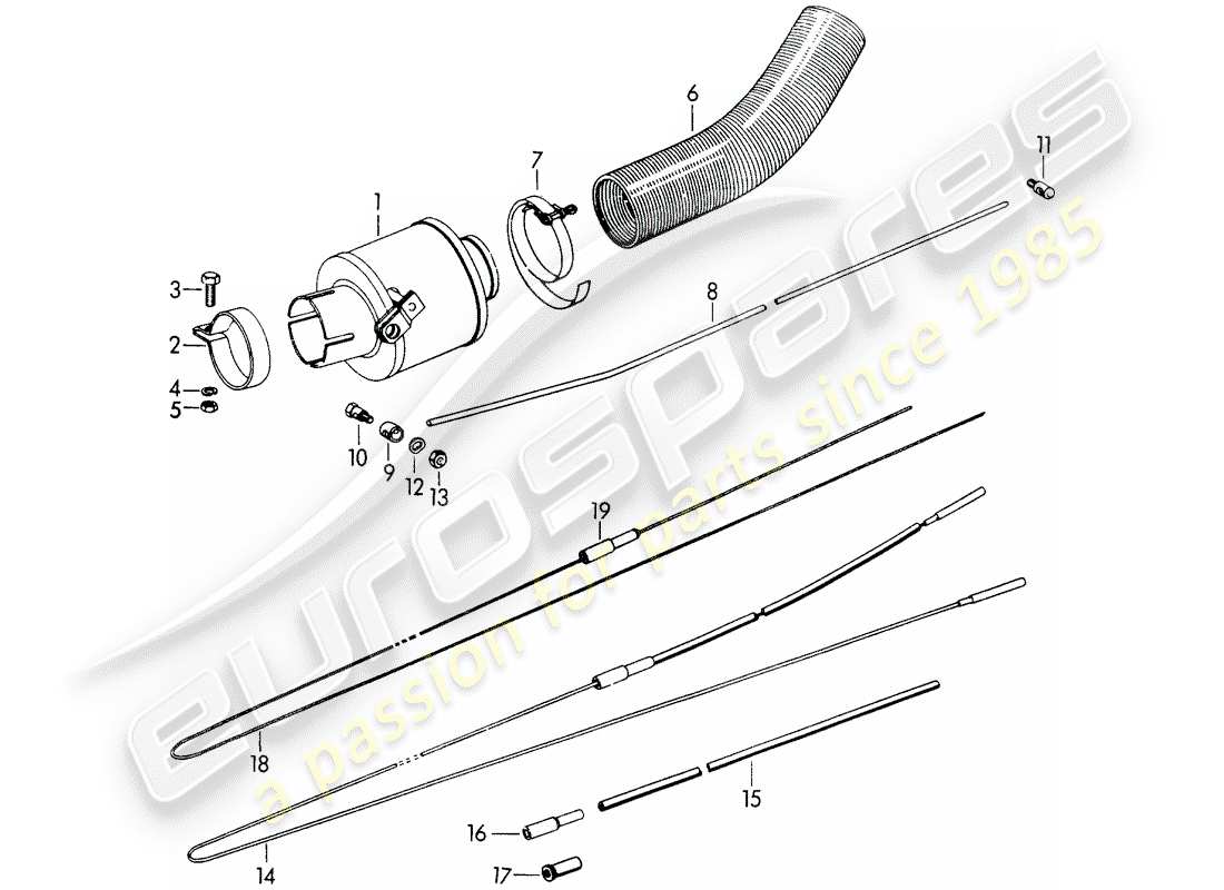 porsche 356b/356c (1962) rubber - heating air supply part diagram