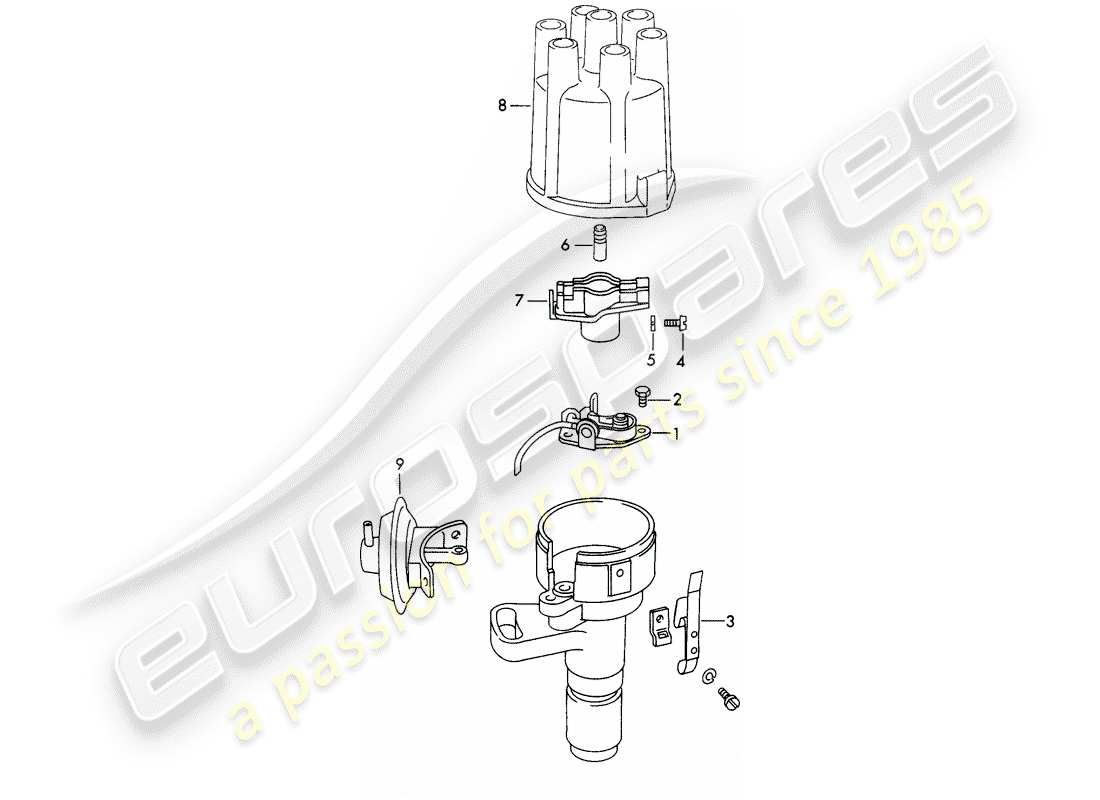 porsche 911 (1970) distributor - - marelli - - d - mj 1972>> part diagram