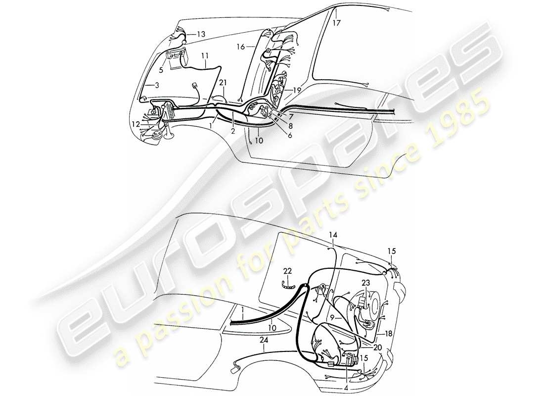 porsche 911 (1970) wiring harnesses part diagram