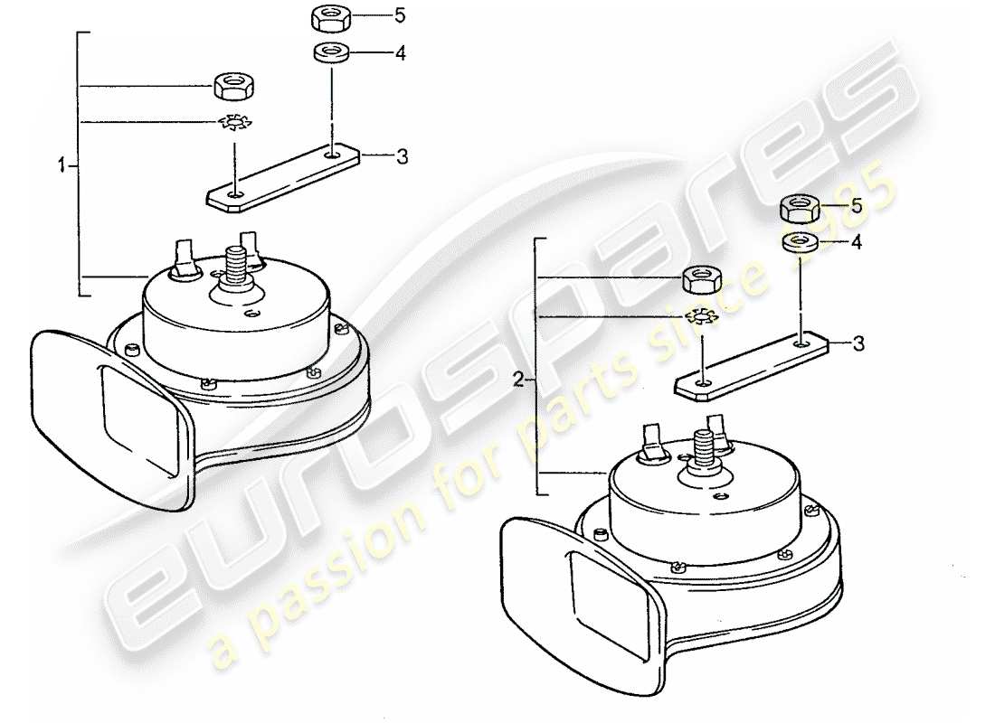 porsche 928 (1987) fanfare horn part diagram