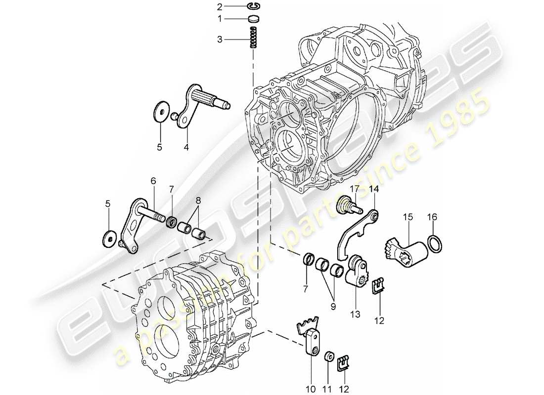 porsche 996 gt3 (2005) shift control lock device part diagram