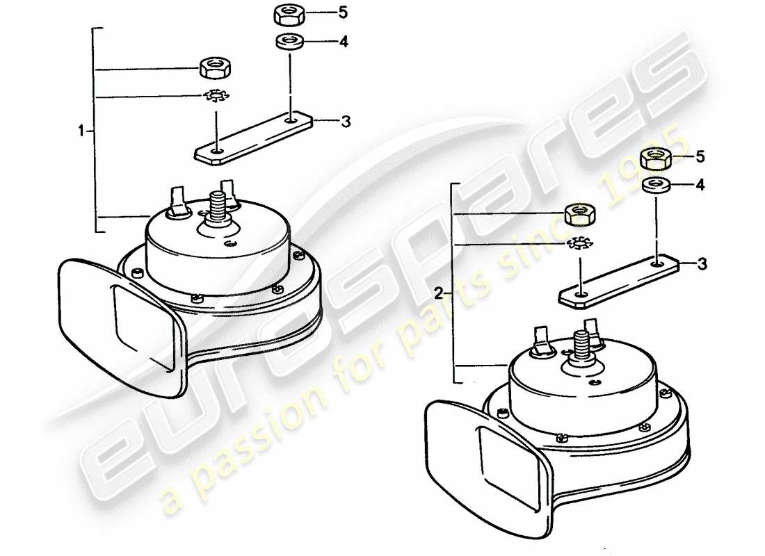 porsche 928 (1992) fanfare horn - high volume horn part diagram