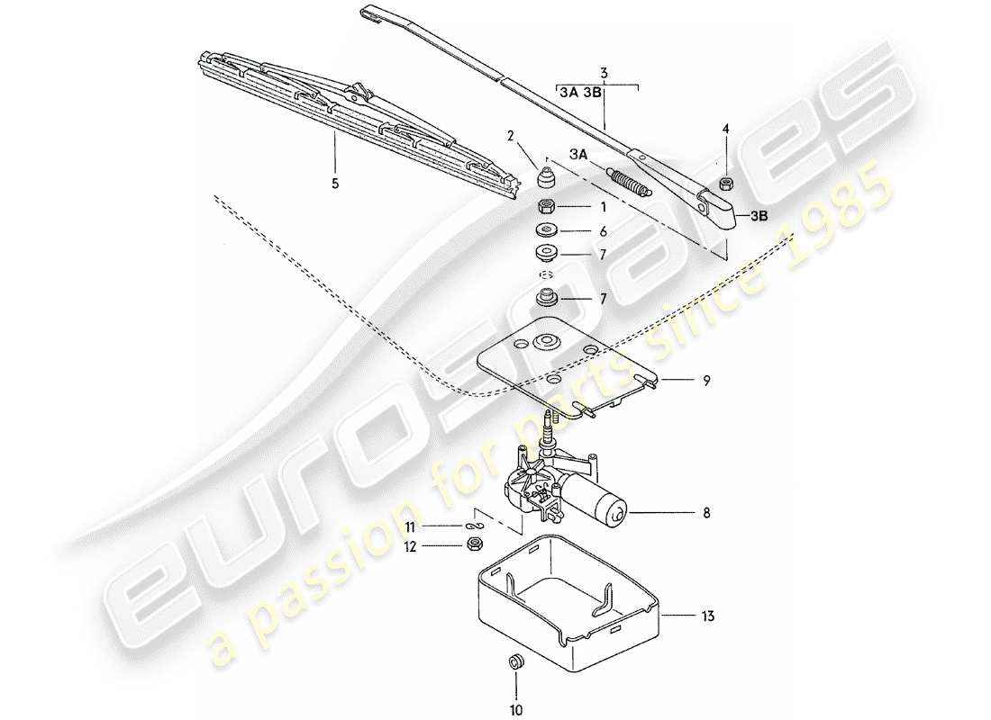 porsche 924 (1984) rear window wiper part diagram