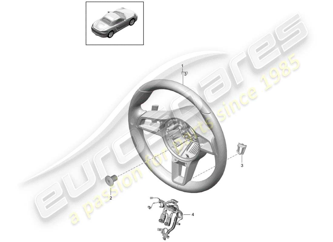 porsche 718 boxster (2019) steering wheel part diagram