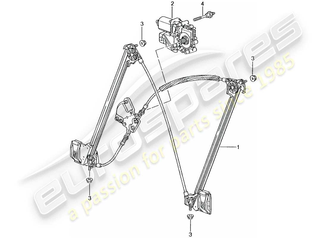 porsche 996 gt3 (2005) window regulator part diagram