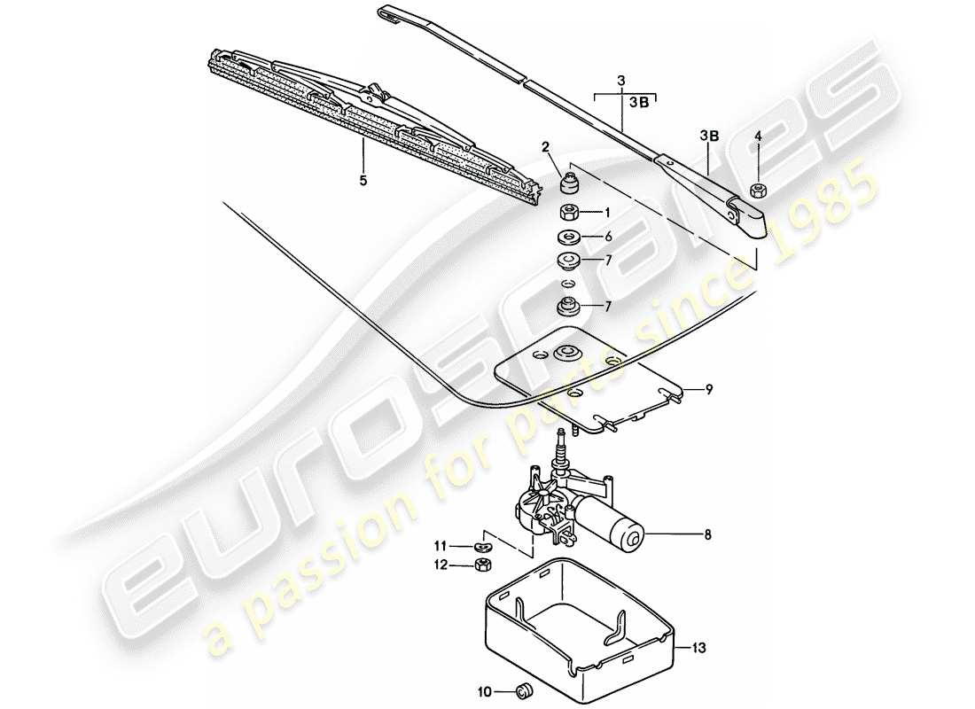 porsche 944 (1983) rear window wiper part diagram